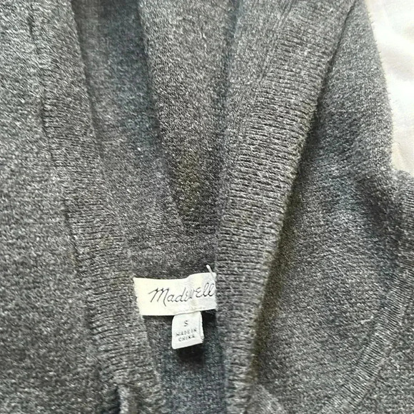 Madewell Size S Charcoal Knit Cotton Blend Drawstring Hoodie Sweater Dress - Picture 4 of 6